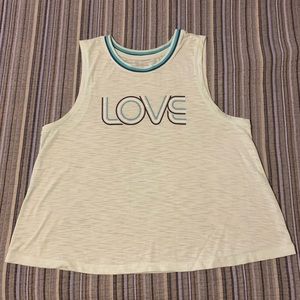 Old Navy Active “LOVE” Retro Tank Top M Sleeveless Light Blue Go Dry Material